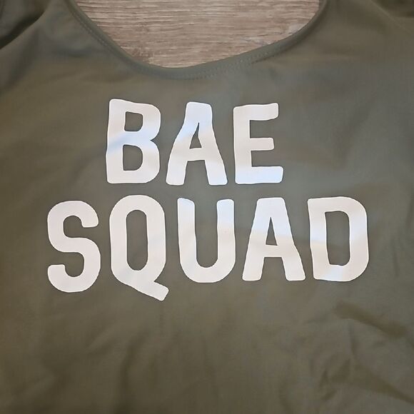 2 Nwt Swimsuits Green BAE SQUAD & #Fab Navy Blue Swimsuit - Picture 2 of 6
